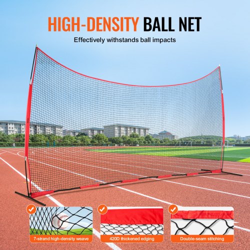 Barricade Backstop Net 20x10 ft Ball Sports Barrier Netting Portable