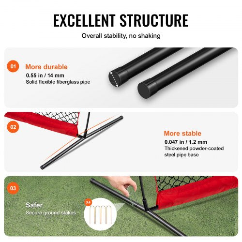 Barricade Backstop Net 20x10 ft Ball Sports Barrier Netting Portable