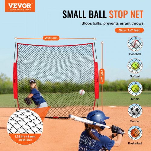 Barricade Backstop Net 7x7 ft Ball Sports Barrier Netting Portable