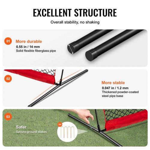 Barricade Backstop Net 7x7 ft Ball Sports Barrier Netting Portable