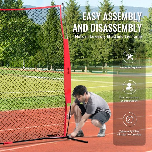 Barricade Backstop Net 7x7 ft Ball Sports Barrier Netting Portable