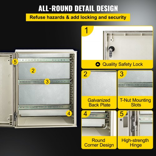 NEMA Enclosure 20 x 16 x 8 inches NEMA 4X Fiberglass Steel Electrical Box