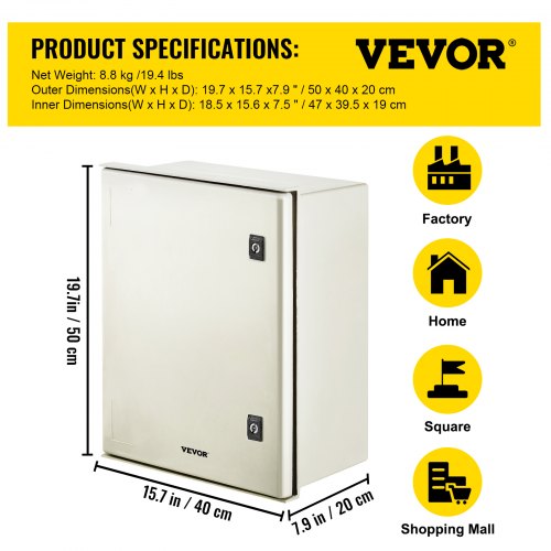 NEMA Enclosure 20 x 16 x 8 inches NEMA 4X Fiberglass Steel Electrical Box
