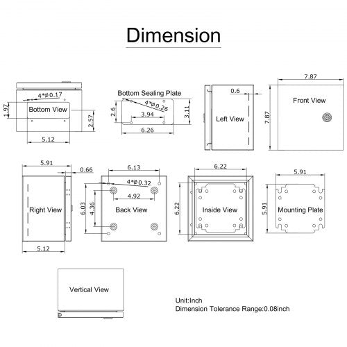 NEMA Metal Case 8x8x6 NEMA 4X Metal Electric Enclosure IP66 Water Dust