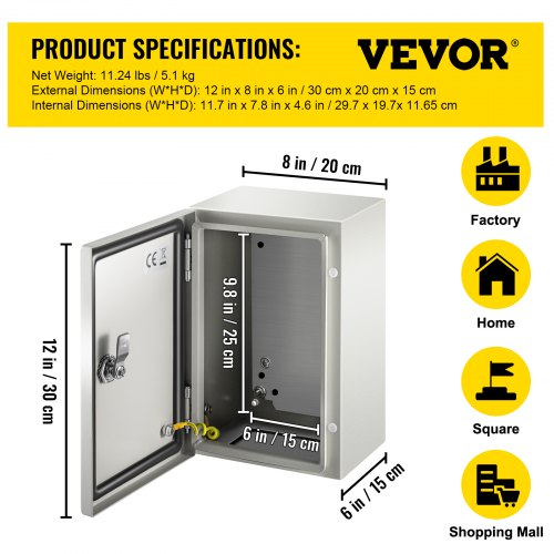 NEMA Steel Enclosure 12×8×6NEMA 4X Steel Electrical BoxIP66 Waterproof