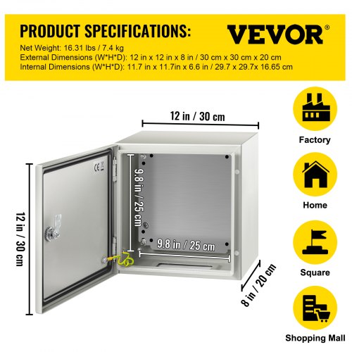 NEMA Steel Enclosure 12 x 12 x 8 NEMA 4X Steel Electrical Box IP66