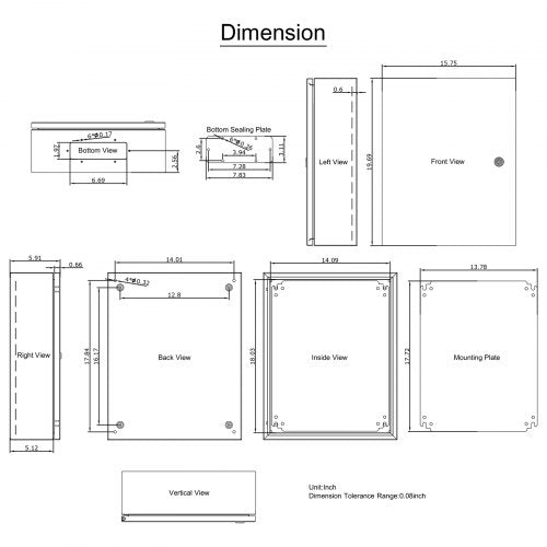 NEMA Steel Case 20x16x6 NEMA 4X Metal Electric Enclosure IP66 Water
