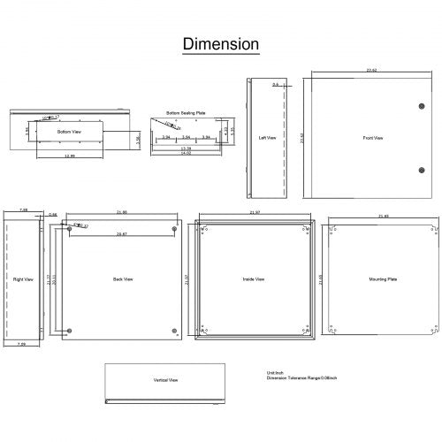NEMA Steel Case 24x24x8 NEMA 4X Metal Electric Enclosure IP66 Water