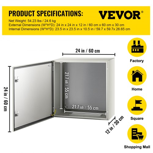 NEMA Metal Case 24x24x12 NEMA 4X Metal Electric Enclosure IP66 Water