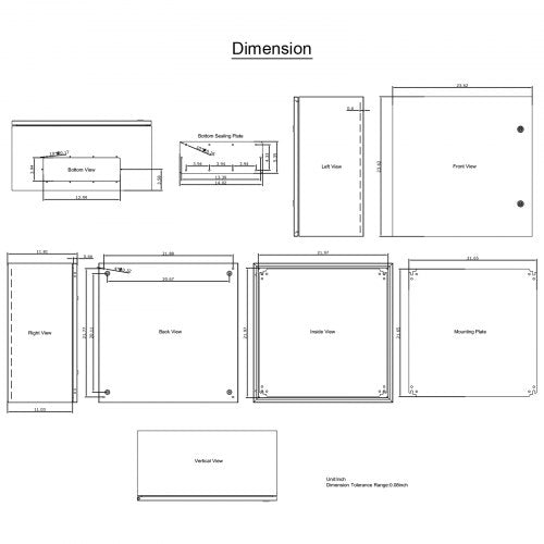 NEMA Metal Case 24x24x12 NEMA 4X Metal Electric Enclosure IP66 Water