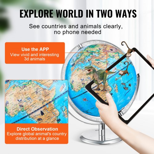 Educational Globe for Kids 10 in254 mm Interactive AR World Globe with AR