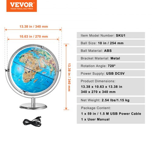 Educational Globe for Kids 10 in254 mm Interactive AR World Globe with AR