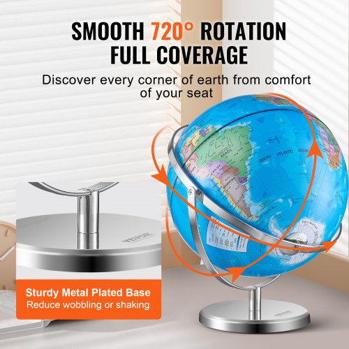 Rotating World Globe with Stand 13 in330.2 mm Educational Geographic