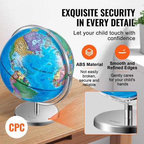 Rotating World Globe with Stand 13 in330.2 mm Educational Geographic