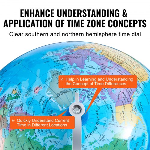 Rotating World Globe with Stand 8 in203.2 mm Educational Geographic Globe
