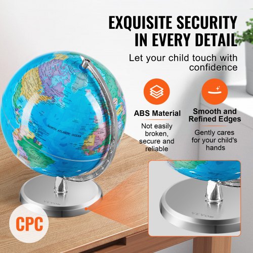 Rotating World Globe with Stand 8 in203.2 mm Educational Geographic Globe