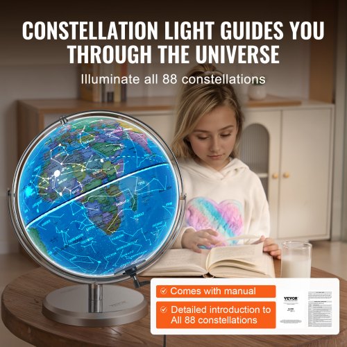 Illuminated World Globe with Stand 13 in330.2 mm Educational Earth Globe
