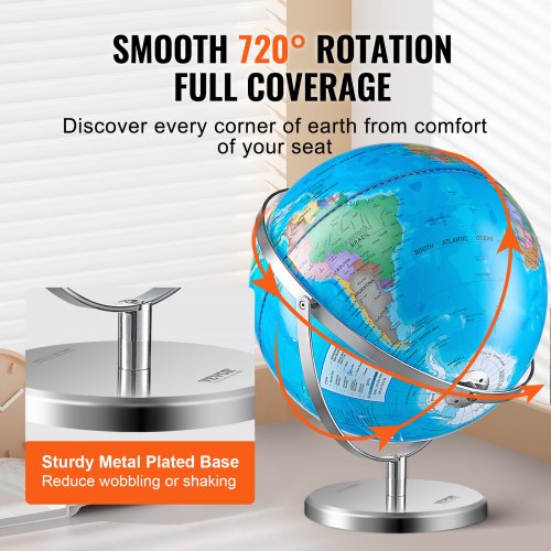 Illuminated World Globe with Stand 13 in330.2 mm Educational Earth Globe