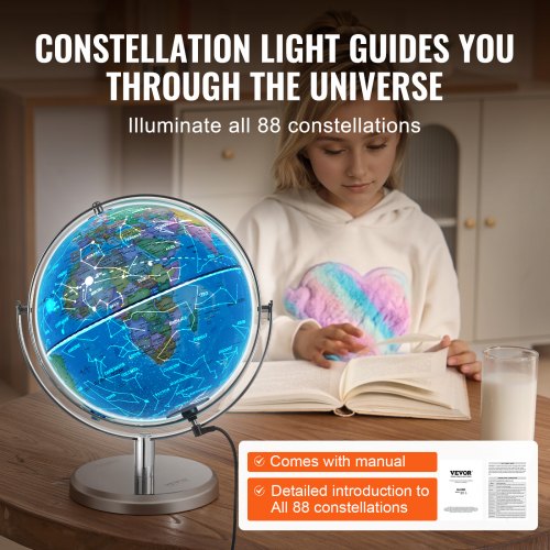 Illuminated World Globe with Stand 9 in228.6 mm Educational Earth Globe