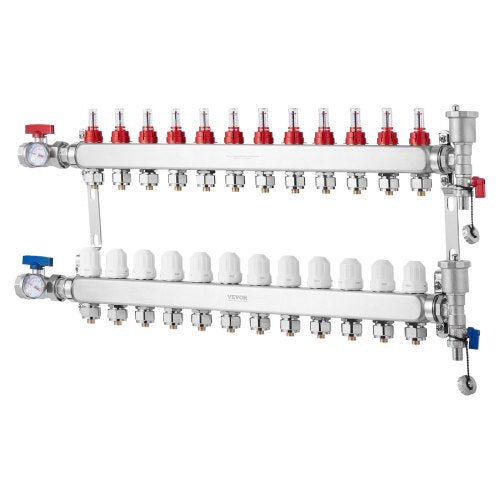 12Branch Radiant Heat Manifold 12 PEX Tubing Manifold Stainless Steel