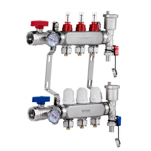 3Branch Radiant Heat Manifold 12 PEX Tubing Manifold Stainless Steel