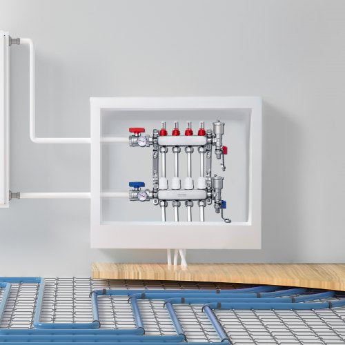 4Branch Radiant Heat Manifold 12 PEX Tubing Manifold Stainless Steel