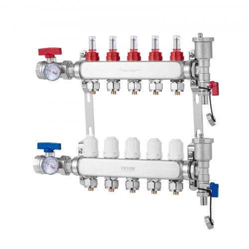5Branch Radiant Heat Manifold 12 PEX Tubing Floor Heating Manifold Set – 5L