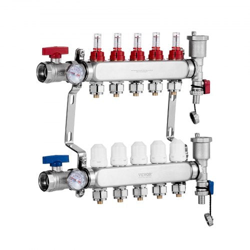 5Branch Radiant Heat Manifold 12 PEX Tubing Floor Heating Manifold Set – 5L