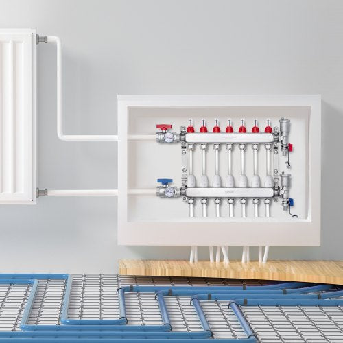 7Branch Radiant Heat Manifold 12 PEX Tubing Manifold Stainless Steel