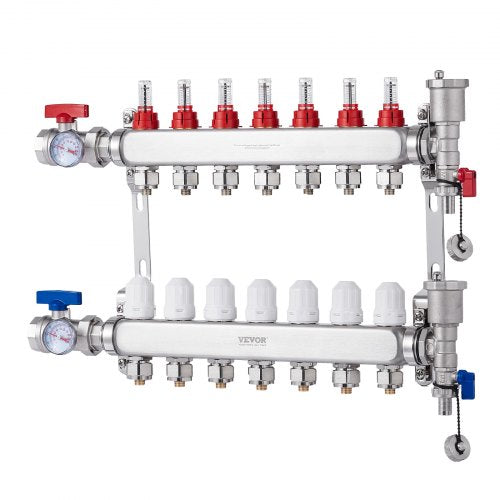 7Branch Radiant Heat Manifold 12 PEX Tubing Manifold Stainless Steel