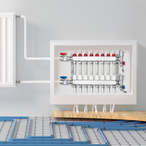 8Branch Radiant Heat Manifold 12 PEX Tubing Manifold Stainless Steel