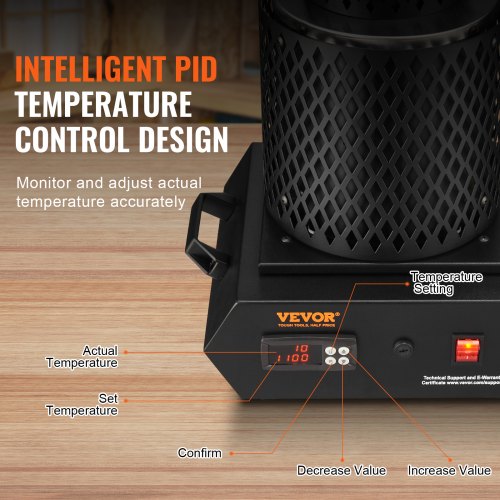 Gold Melting Furnace 1350W 2102 Max Temperature Digital Electric With 1 Kg And