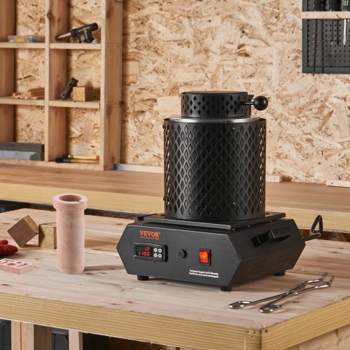 Gold Melting Furnace 1350W 2102 Max Temperature Digital Electric With 1 Kg And