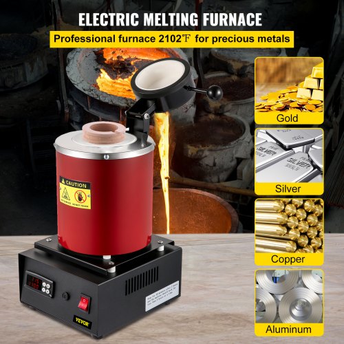 Gold Melting Furnace 1350W 2102 Max Temperature 3 Kg Digital Electric With 1