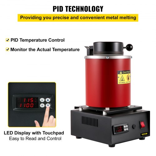 Gold Melting Furnace 1350W 2102 Max Temperature 3 Kg Digital Electric With 1