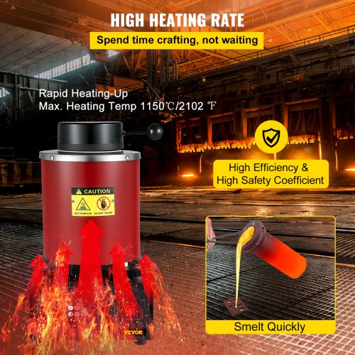 Gold Melting Furnace 1350W 2102 Max Temperature 3 Kg Digital Electric With 1