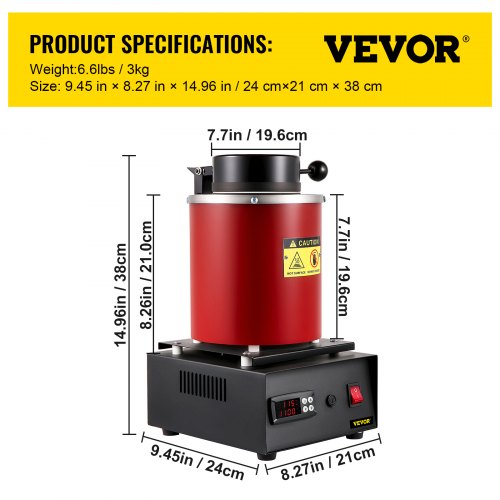Gold Melting Furnace 1350W 2102 Max Temperature 3 Kg Digital Electric With 1