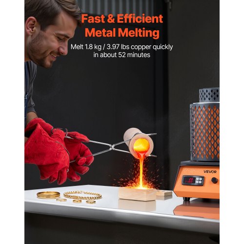 Electric Melting Furnace 1500W Metal Smelter Foundry 21021150 Smelting Machine