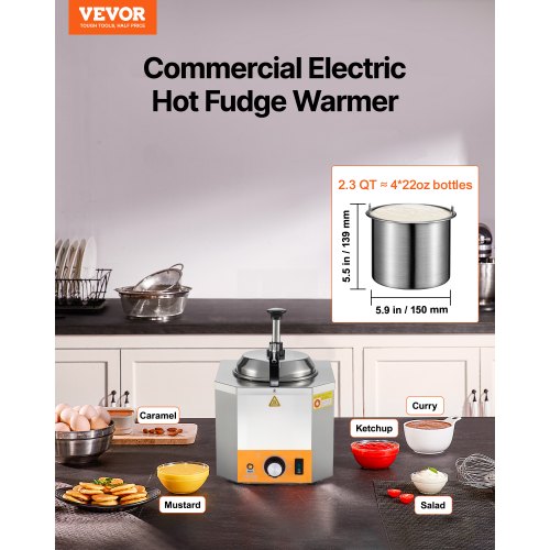 Electric Cheese Dispenser With Pump 24L Commercial Hot Fudge Warmer Stainless