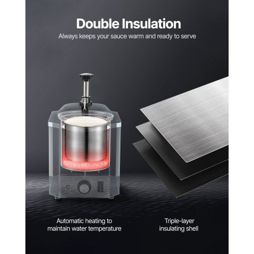 Electric Cheese Dispenser With Pump 24L Commercial Hot Fudge Warmer Stainless