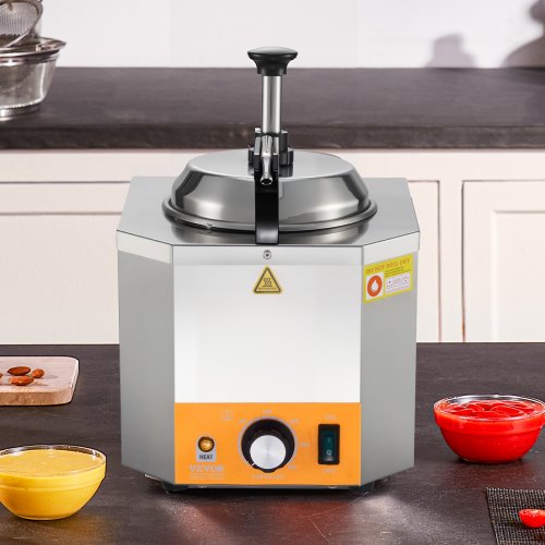 Electric Cheese Dispenser With Pump 24L Commercial Hot Fudge Warmer Stainless