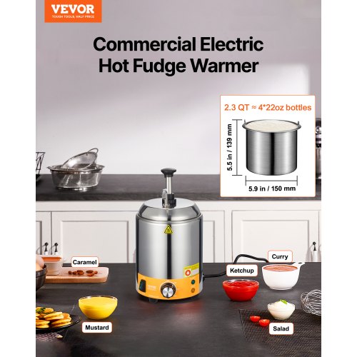 Electric Cheese Dispenser With Pump 24L Commercial Hot Fudge Warmer Stainless lb