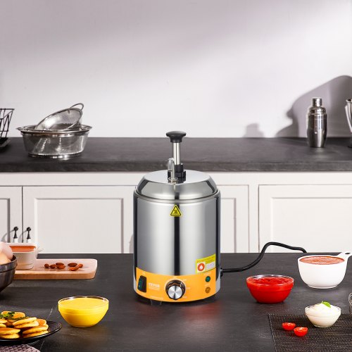Electric Cheese Dispenser With Pump 24L Commercial Hot Fudge Warmer Stainless lb