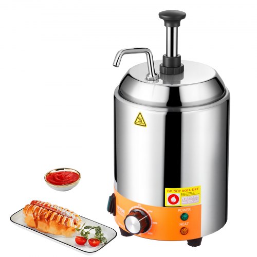 Electric Cheese Dispenser With Pump 24L Commercial Hot Fudge Warmer Stainless lb