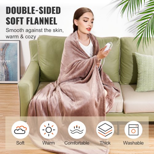 Heated Blanket Electric Throw 100 x 90 King Size Soft Flannel Heating