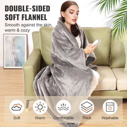 Heated Blanket Electric Throw 72 x 84 Full Size Soft Flannel Heating