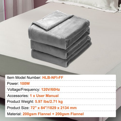 Heated Blanket Electric Throw 72 x 84 Full Size Soft Flannel Heating