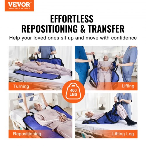 Positioning Bed Pad with 8 Reinforced Handles 48 x 40 Lifting Turning