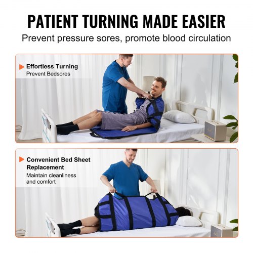 Positioning Bed Pad with 8 Reinforced Handles 48 x 40 Lifting Turning
