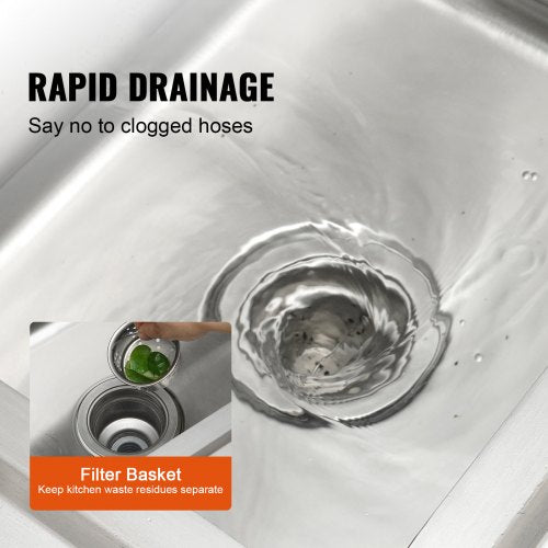Stainless Steel Utility Sink 1 Compartment Free Standing Small Sink Include
